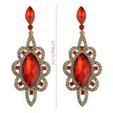 Maxbell Behomian Statement Rhinestone Dangle Earrings Wedding Party Jewelry Red