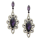 Maxbell Behomian Statement Rhinestone Dangle Earrings Wedding Party Jewelry Purple