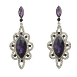 Maxbell Behomian Statement Rhinestone Dangle Earrings Wedding Party Jewelry Purple