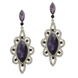 Maxbell Behomian Statement Rhinestone Dangle Earrings Wedding Party Jewelry Purple