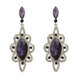 Maxbell Behomian Statement Rhinestone Dangle Earrings Wedding Party Jewelry Purple