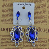 Maxbell Behomian Statement Rhinestone Dangle Earrings Wedding Party Jewelry Blue