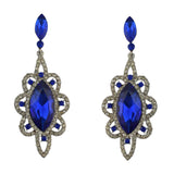 Maxbell Behomian Statement Rhinestone Dangle Earrings Wedding Party Jewelry Blue