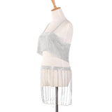 Max Fashion Unique Backless Slip Rhinestone Tassel Body Waist Chain Sets  Silver