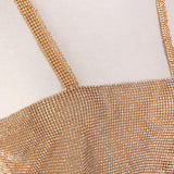 Max Fashion Unique Backless Slip Rhinestone Tassel Body Waist Chain Sets  Gold