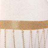Max Fashion Unique Backless Slip Rhinestone Tassel Body Waist Chain Sets  Gold