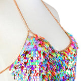 Maxbell Fashion Chain Necklace Bra Bikini Body Jewelry for Beach Party Multicolor-1