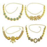 Maxbell 110-115cm Crystal Flower Green Stone Pearl Gold Belly Chains for Waist Type1