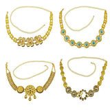 Maxbell 110-115cm Crystal Flower Green Stone Pearl Gold Belly Chains for Waist Type1