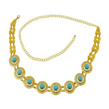 Maxbell 110-115cm Crystal Flower Green Stone Pearl Gold Belly Chains for Waist Type1