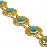 Maxbell 110-115cm Crystal Flower Green Stone Pearl Gold Belly Chains for Waist Type1