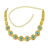 Maxbell 110-115cm Crystal Flower Green Stone Pearl Gold Belly Chains for Waist Type1