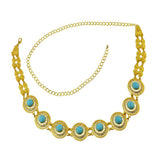 Maxbell 110-115cm Crystal Flower Green Stone Pearl Gold Belly Chains for Waist Type1