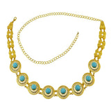 Maxbell 110-115cm Crystal Flower Green Stone Pearl Gold Belly Chains for Waist Type1