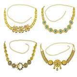 Maxbell 110-115cm Crystal Flower Green Stone Pearl Gold Belly Chains for Waist Type1
