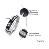 Maxbell 12mm Width Fashion Stainless Steel Adjustable Men Cross Bracelet  Black