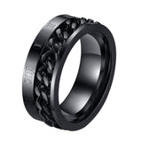 Maxbell Punk Stainless Steel Roman Numerals Classic Link Band Ring Black US Size 8
