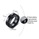 Maxbell Punk Stainless Steel Roman Numerals Classic Link Band Ring Black US Size 8
