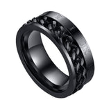 Maxbell Punk Stainless Steel Roman Numerals Classic Link Band Ring Black US Size 8
