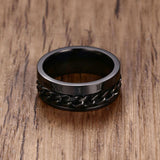 Maxbell Punk Stainless Steel Roman Numerals Classic Link Band Ring Black US Size 8