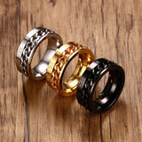 Maxbell Punk Stainless Steel Roman Numerals Classic Link Band Ring Black US Size 8