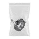 Maxbell Punk Stainless Steel Roman Numerals Classic Link Band Ring Black US Size 8