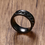 Maxbell Punk Stainless Steel Roman Numerals Classic Link Band Ring Black US Size 8