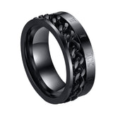 Maxbell Punk Stainless Steel Roman Numerals Classic Link Band Ring Black US Size 8