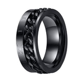 Maxbell Punk Stainless Steel Roman Numerals Classic Link Band Ring Black US Size 8