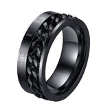 Maxbell Punk Stainless Steel Roman Numerals Classic Link Band Ring Black US Size 9