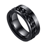 Maxbell Punk Stainless Steel Roman Numerals Classic Link Band Ring Black US Size 9