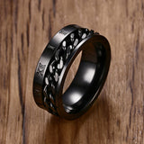 Maxbell Punk Stainless Steel Roman Numerals Classic Link Band Ring Black US Size 9