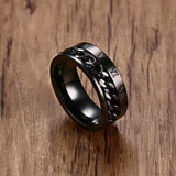Maxbell Punk Stainless Steel Roman Numerals Classic Link Band Ring Black US Size 9