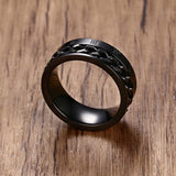 Maxbell Punk Stainless Steel Roman Numerals Classic Link Band Ring Black US Size 9