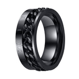 Maxbell Punk Stainless Steel Roman Numerals Classic Link Band Ring Black US Size 9