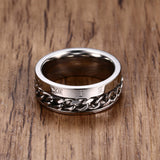 Maxbell Punk Stainless Steel Roman Numerals Classic Link Band Ring Silver US Size 12