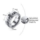 Maxbell Punk Stainless Steel Roman Numerals Classic Link Band Ring Silver US Size 12