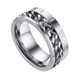 Maxbell Punk Stainless Steel Roman Numerals Classic Link Band Ring Silver US Size 12