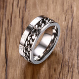 Maxbell Punk Stainless Steel Roman Numerals Classic Link Band Ring Silver US Size 12