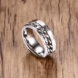 Maxbell Punk Stainless Steel Roman Numerals Classic Link Band Ring Silver US Size 12