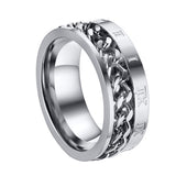 Maxbell Punk Stainless Steel Roman Numerals Classic Link Band Ring Silver US Size 12