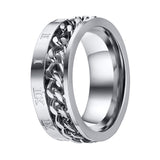Maxbell Punk Stainless Steel Roman Numerals Classic Link Band Ring Silver US Size 12