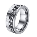Maxbell Punk Stainless Steel Roman Numerals Classic Link Band Ring Silver US Size 12