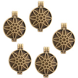 Maxbell 5 Pieces Flower Carving Photo Locket Pendant DIY Necklace Antique Bronze