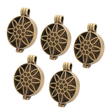 Maxbell 5 Pieces Flower Carving Photo Locket Pendant DIY Necklace Antique Bronze