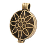 Maxbell 5 Pieces Flower Carving Photo Locket Pendant DIY Necklace Antique Bronze