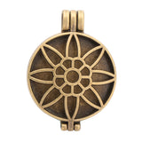 Maxbell 5 Pieces Flower Carving Photo Locket Pendant DIY Necklace Antique Bronze
