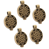 Maxbell 5 Pieces Flower Carving Photo Locket Pendant DIY Necklace Antique Bronze