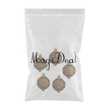 Maxbell 5 Pieces Flower Carving Photo Locket Pendant DIY Necklace Antique Bronze