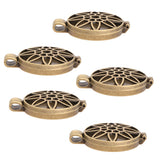 Maxbell 5 Pieces Flower Carving Photo Locket Pendant DIY Necklace Antique Bronze